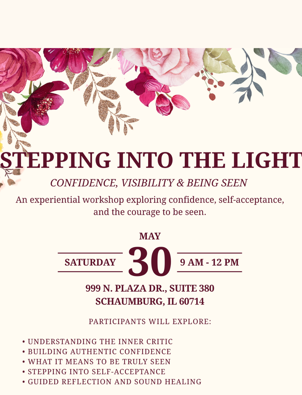 Read more about the article Stepping into the Light Workshop, May 30th 9am-12pm